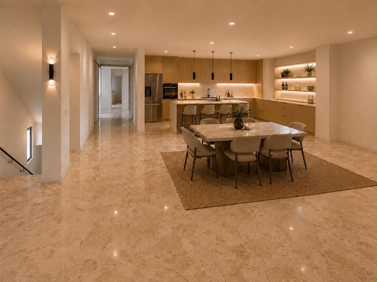 Marble kitchen and dining room, Three Bedroom Presidential